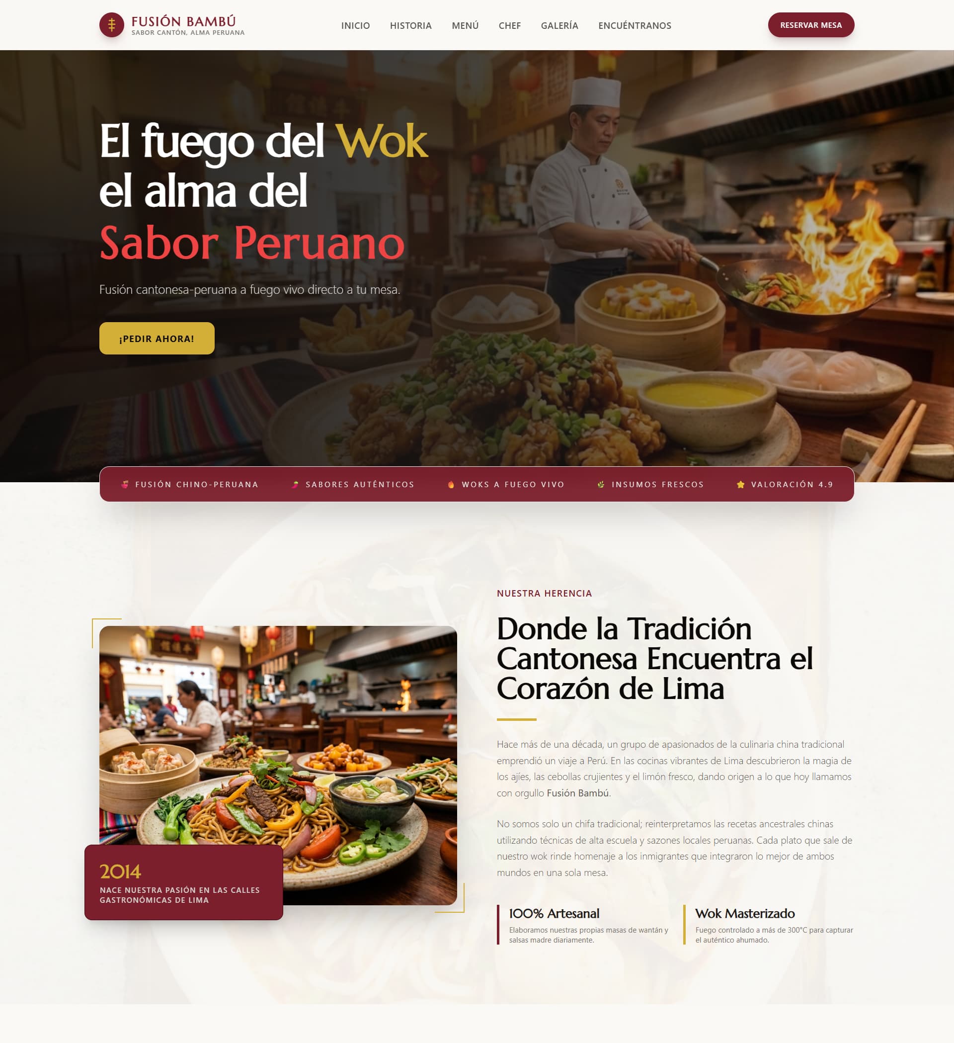 Landing Page de un restaurante de comida cantonesa peruana